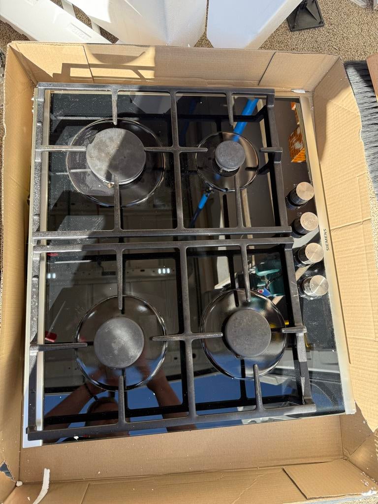 Siemens gas op glas kookplaat, Gebruikt, Inbouw, Gas, 4 kookzones