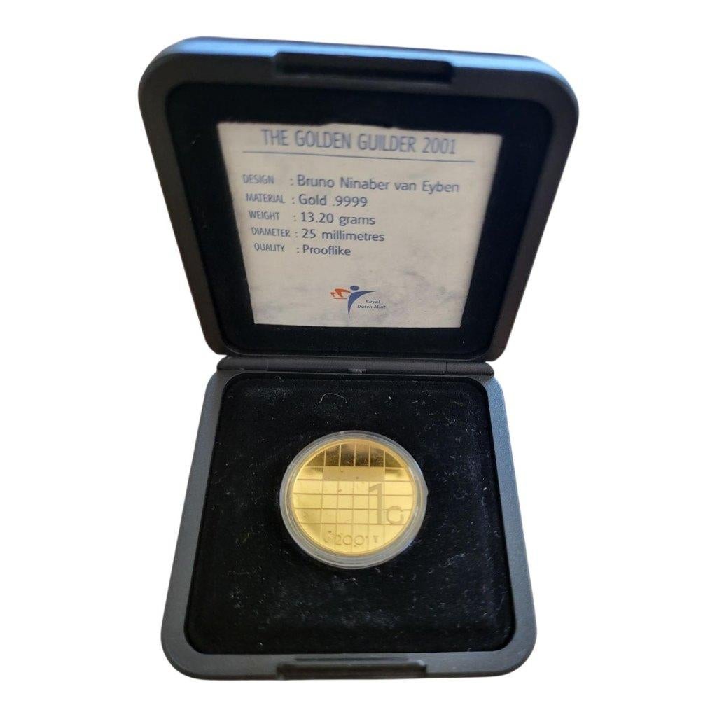 Nederland 1 gulden 2001 goud Ninaber Prooflike, Ophalen of Verzenden, Goud