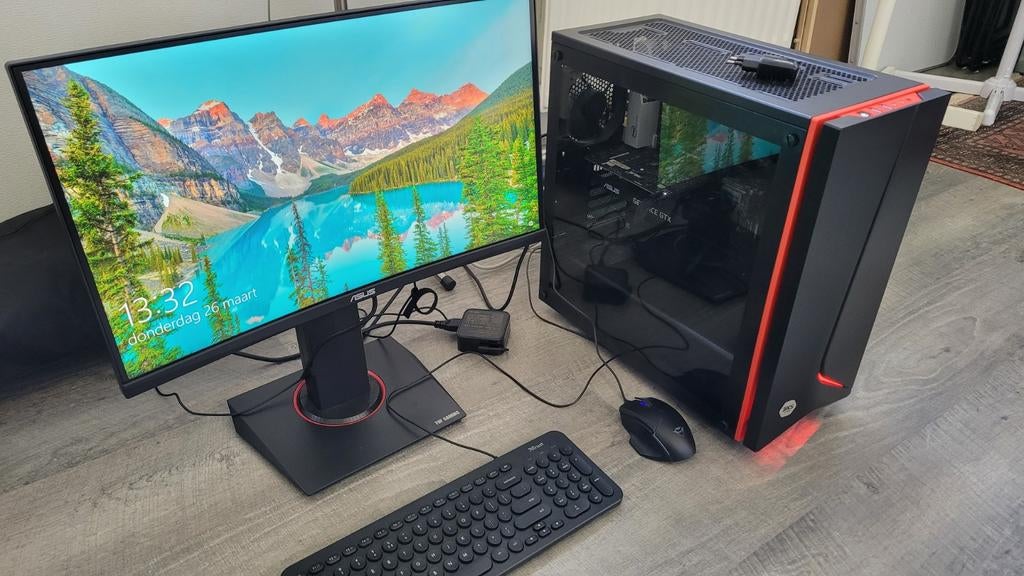 Desktop AMD Ryzen 5 3600 met ASUS VG24VQ monitor, Computers en Software, Desktop Pc's, Gebruikt, 1 TB SSD / 500GB HDD, Gaming