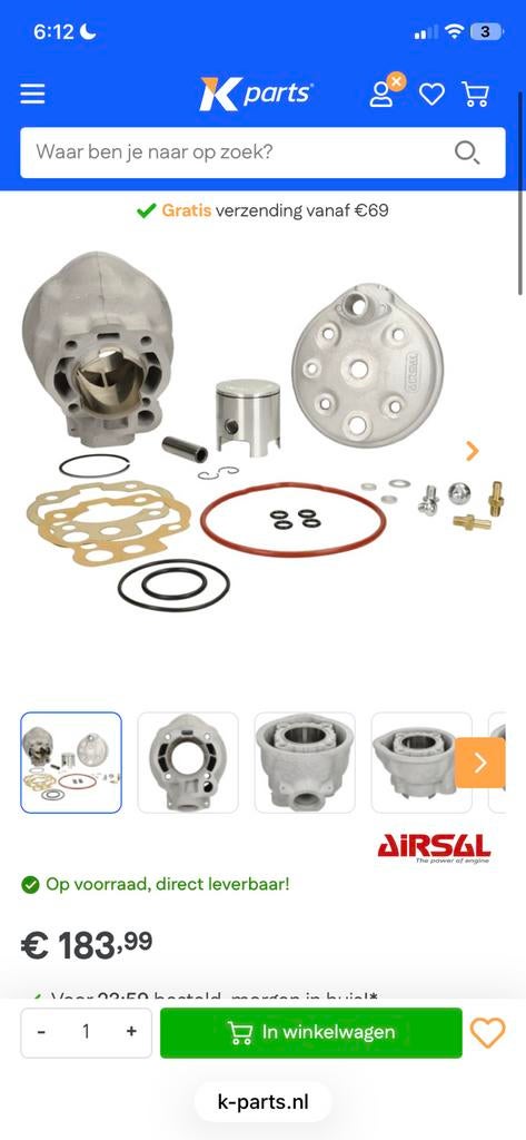 Airsal 70cc 200km oud, Fietsen en Brommers, Brommeronderdelen | Algemeen, Ophalen of Verzenden, Gebruikt, Cilinder