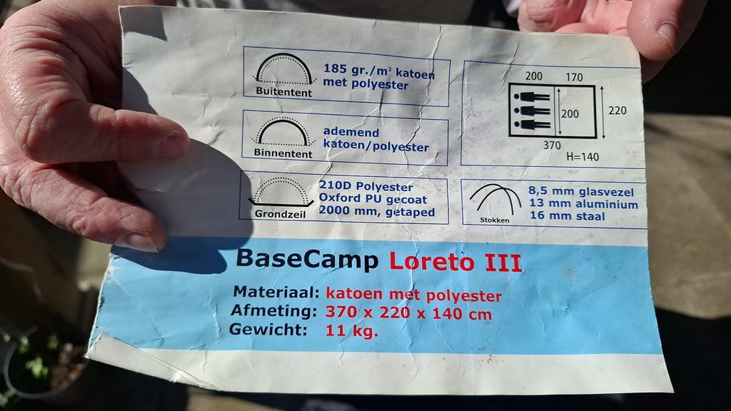 Obelink BaseCamp Loretta III 3-persoons tent, Ophalen, Gebruikt, Tot en met 3