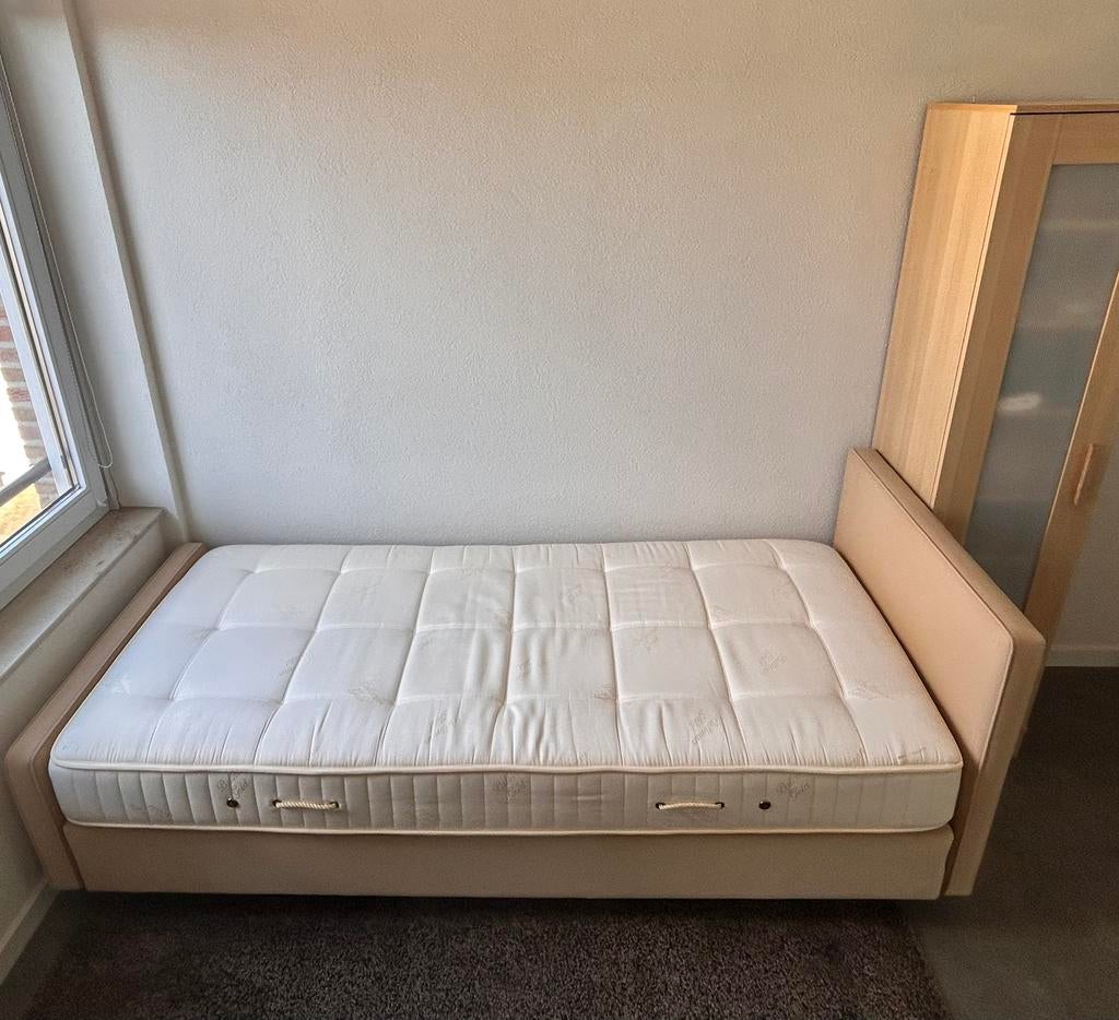Pullman 1p boxspring incl. matras 90/200, Ophalen, Overige materialen, Gebruikt, 90 cm