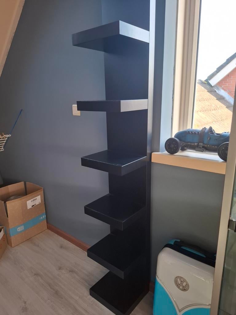Zwarte Ikea Boekenkast met 6 Planken, Met plank(en), 200 cm of meer, Zo goed als nieuw, Modern
