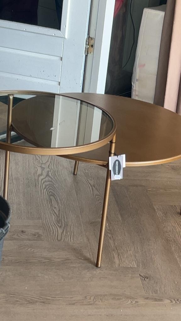riverdale tafel plus bijzet tafel, 50 tot 100 cm, Rond, Nieuw, Glas