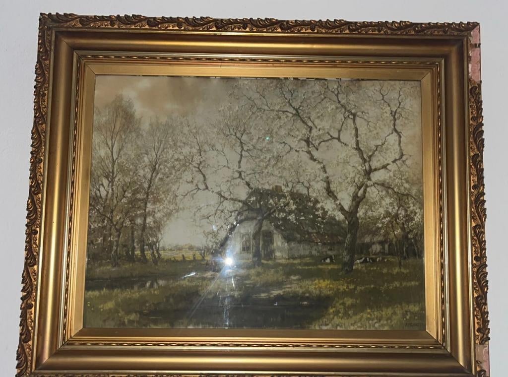 Landschap met boerderij en koeien door Arnold Marc Gorter, Ophalen of Verzenden