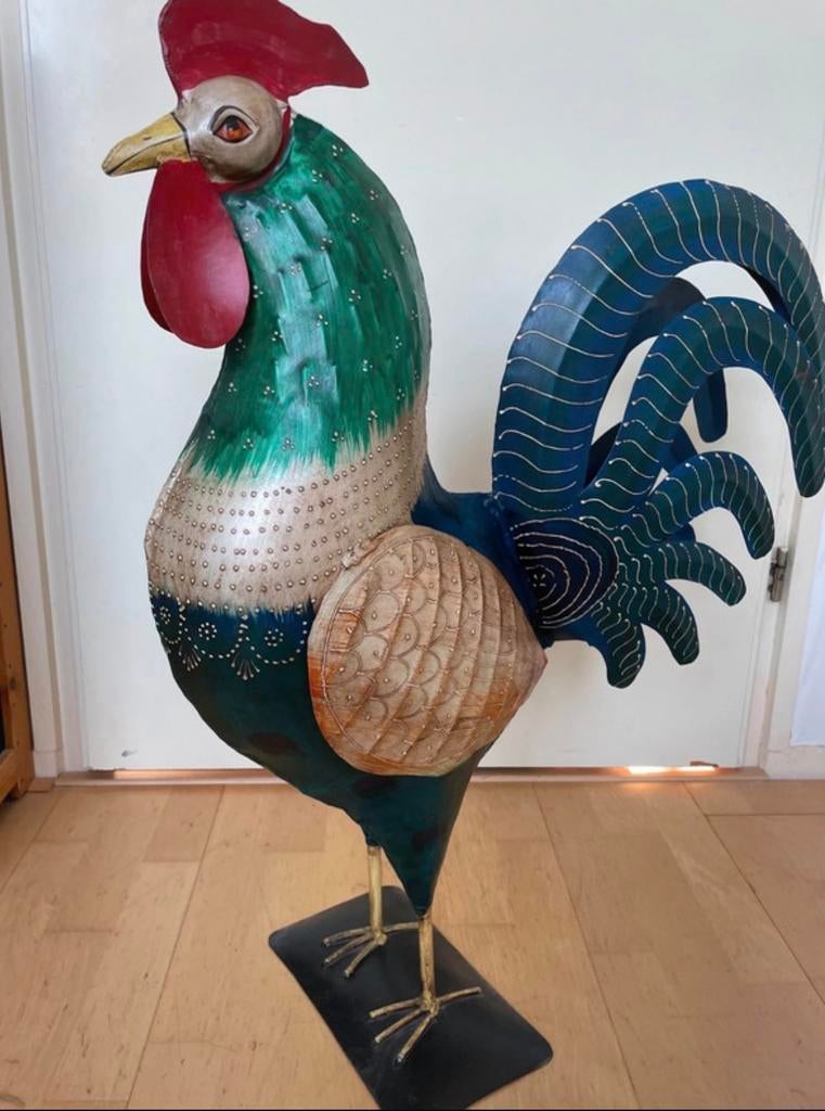 Decoratieve metalen haan - kleurrijk en uniek, Ophalen of Verzenden