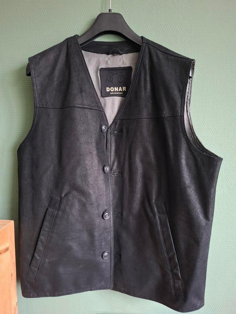 Gilet Donar menswear leer, Maat 52/54 (L), Zwart, Ophalen of Verzenden, Zo goed als nieuw