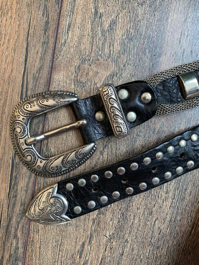 Vintage NANNI Milano riem leren chain belt met studs 444 gr., Kleding | Dames, Nanni, Tailleriem, Ophalen of Verzenden, Gedragen