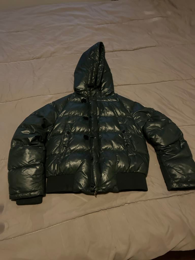 Moncler winterjas met capuchon maat 140, Ophalen of Verzenden, Gedragen, Overige maten, Groen
