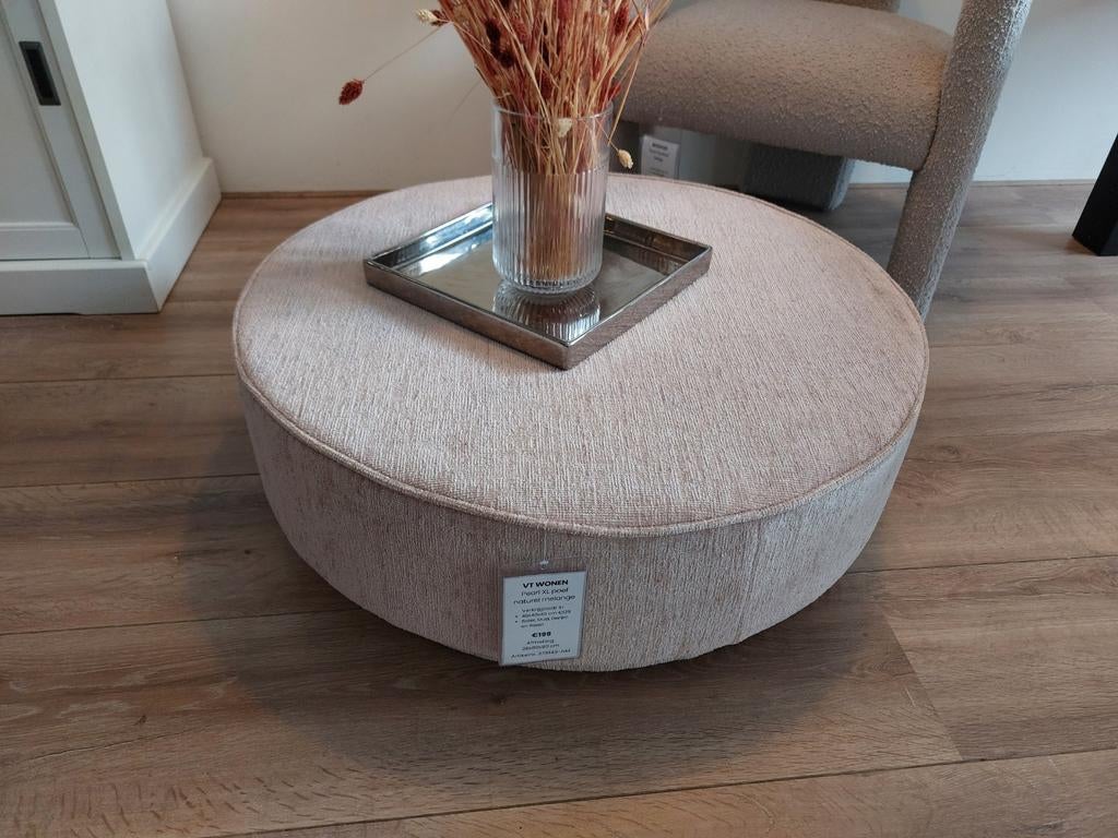 VT Wonen Poef/Hocker Pearl XL Showroommodel, Ophalen, Rond, 75 tot 100 cm, Zo goed als nieuw