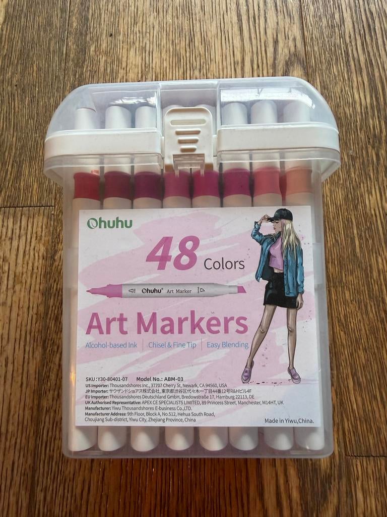 Ohuhu Art Alcoholmarkers - 48 kleuren, zo goed als nieuw, Ophalen of Verzenden, Zo goed als nieuw, Potlood of Stift
