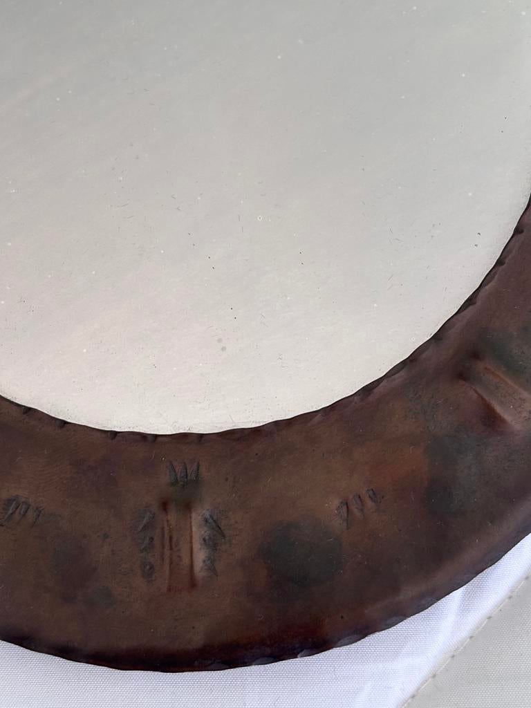 Amsterdamse School Spiegel koper gehamerd Methorst, Ophalen of Verzenden, Overige vormen, Minder dan 50 cm, Minder dan 100 cm