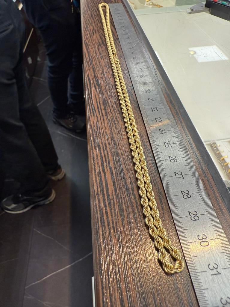 Prachtige 14 karaats gouden rope ketting, Sieraden, Tassen en Uiterlijk, Kettingen, Ophalen of Verzenden, Nieuw, Goud