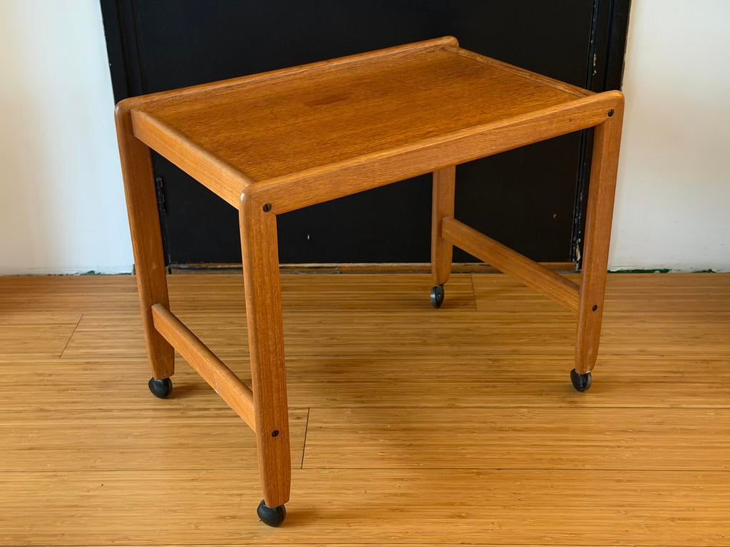Vintage Teak Bijzettafel/ Trolley - Deens Design, Huis en Inrichting, Tafels | Bijzettafels, Gebruikt, Vintage, 55 tot 75 cm, Rechthoekig