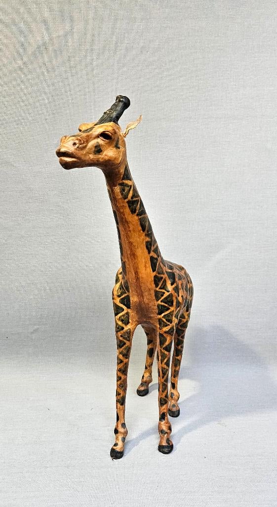 Grote Mid-Century Lederen Giraffe – Handwerk – India, Overige onderwerpen, Verzenden, Handgemaakt, 20 - 50 cm