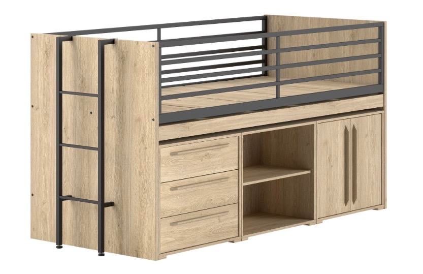 Vipack Sam halfhoogslaper met opbergruimte en bureau, Kinderen en Baby's, Kinderkamer | Stapelbedden en Hoogslapers, Ophalen, Nieuw