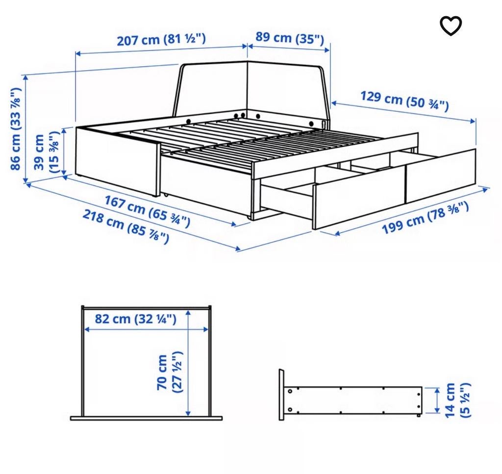 Flekke 1-persoons bed, uitschuifbaar naar 2-persoons, Huis en Inrichting, Slaapkamer | Bedden, Gebruikt, Eenpersoons, Overige maten