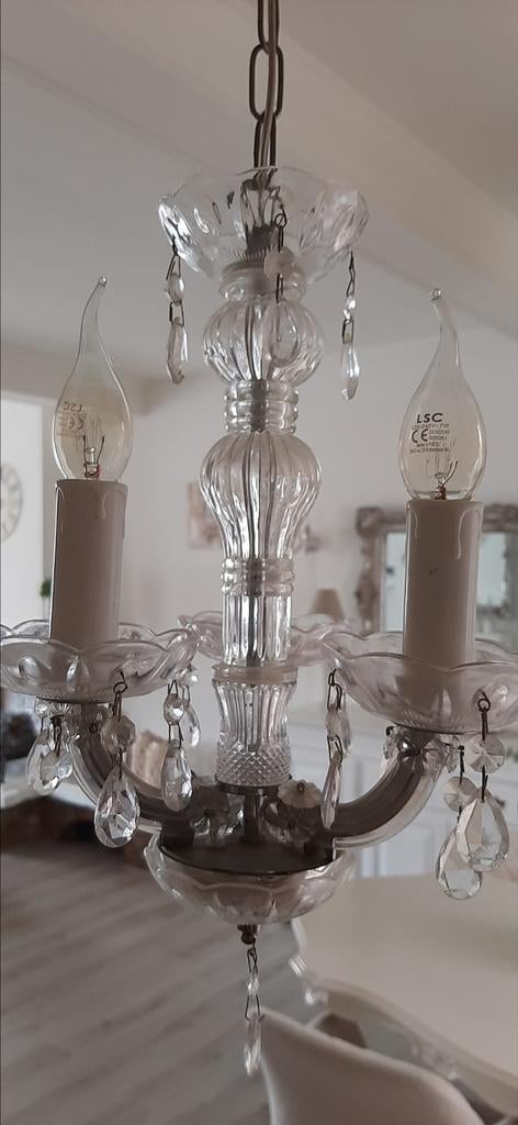 2 kleine kroonluchters van glas, Huis en Inrichting, Lampen | Kroonluchters, Ophalen, Glas