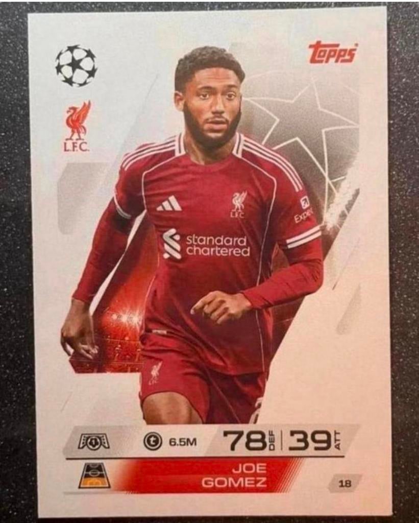 Topps MA 25/26    JOE GOMEZ    LIVERPOOL FC, Verzenden, Zo goed als nieuw, Plaatje
