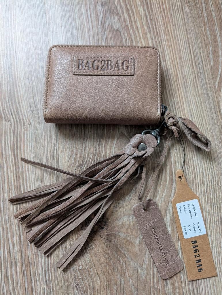 Compacte lederen Bag2Bag portemonnee, Overige merken, Verzenden, Beige, Nieuw