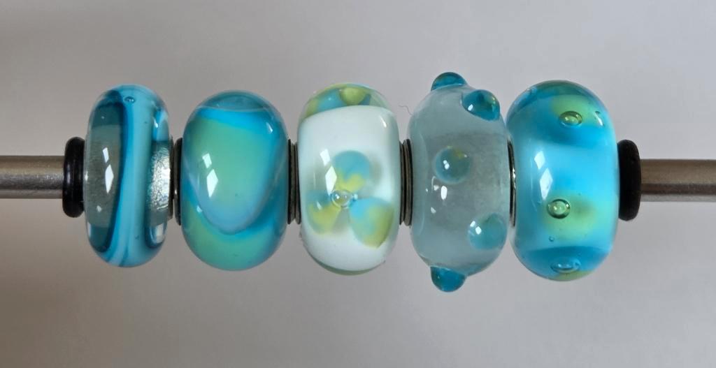 Trollbeads TURKOOIZEN SET, 5 stuks voor €50,00, -, Verzenden, -, Zo goed als nieuw