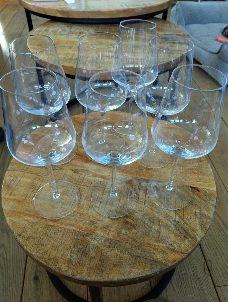 Set van 6 rode wijnglazen, Huis en Inrichting, Keuken | Servies, Zo goed als nieuw, Glas of Glazen, Overige stijlen, Glas, Ophalen