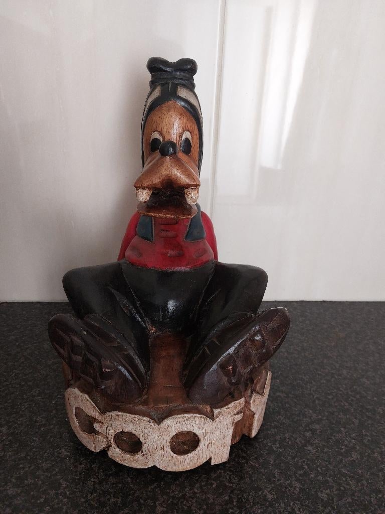 Massief houten Goofy beeld, Verzamelen, Disney, Ophalen of Verzenden, Goofy of Pluto, Zo goed als nieuw, Beeldje of Figuurtje