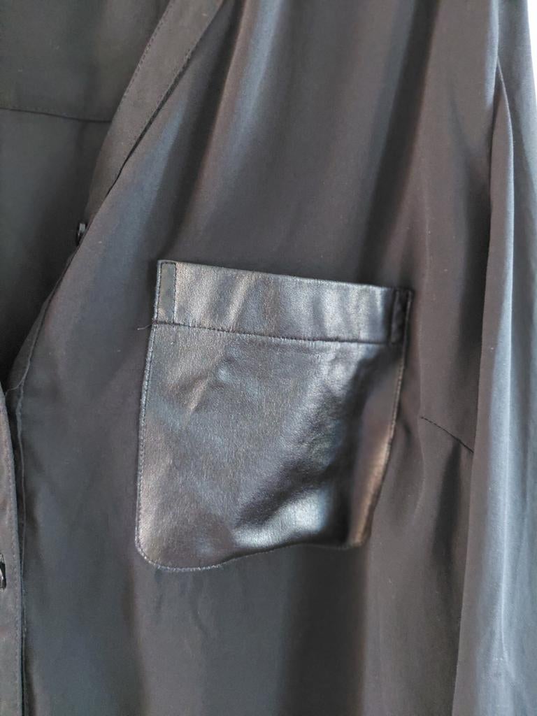Miss Etam Zwarte Blouse met Leren Details Maat 46, Kleding | Dames, Blouses en Tunieken, Zwart, Maat 46/48 (XL) of groter, Ophalen of Verzenden