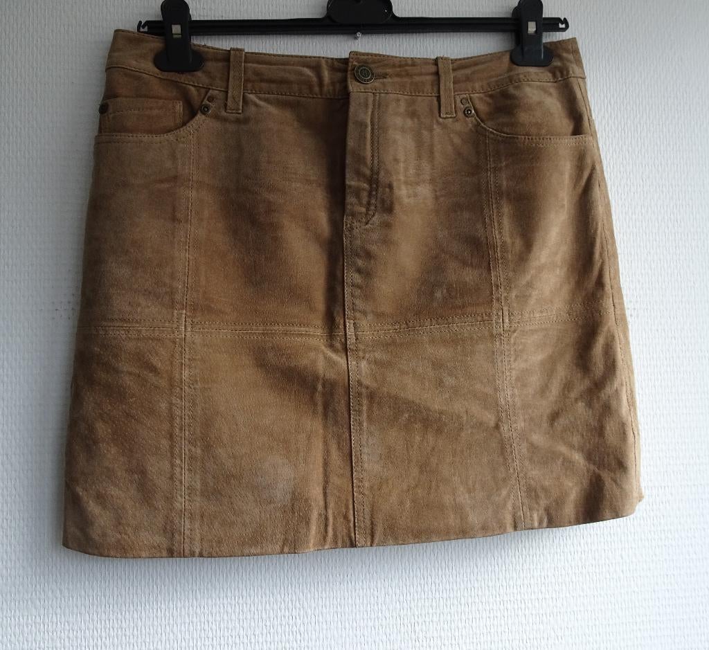 SUEDE ROK VAN HERITAGE MAAT M, Kleding | Dames, Rokken, Maat 38/40 (M), Bruin, Zo goed als nieuw, Boven de knie