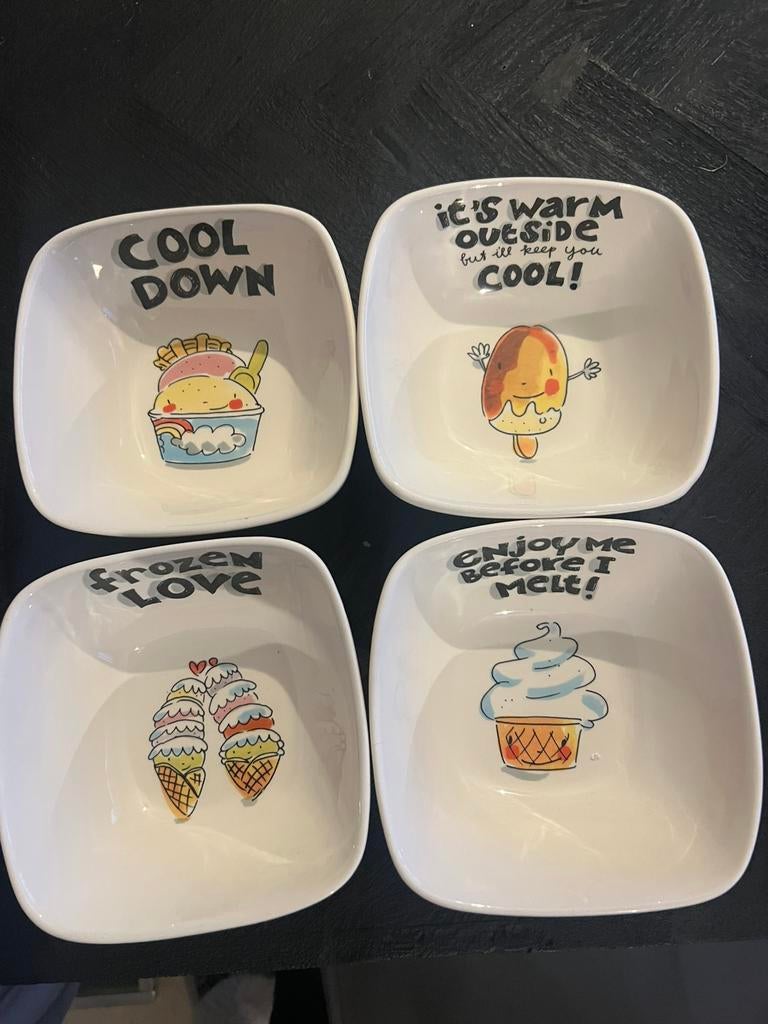 Blond Amsterdam ijs schaaltjes 4x, Blond Amsterdam, Ophalen of Verzenden, Aardewerk, Schaal of Schalen