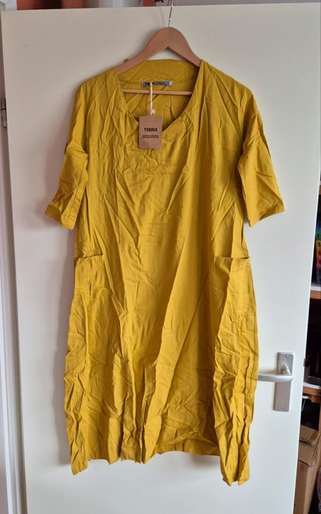 Youga oversized dress M. Okselmaat 49 cm lengte 113 cm, Maat 38/40 (M), Geel, Nieuw, Ophalen of Verzenden
