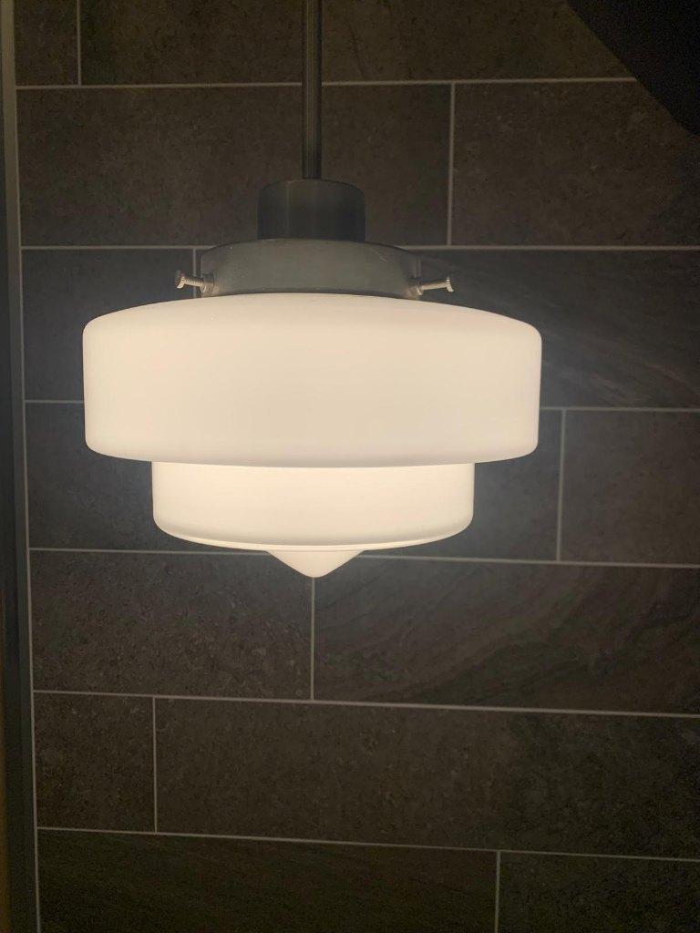 Gispen  hanglamp, Ophalen, Jaren 30, Art Deco, De Stijl, Nieuw, Glas