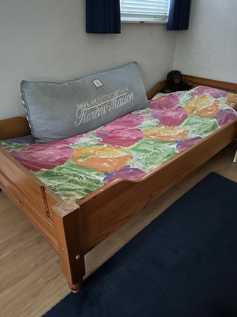 Ledikant/ bed met plankenbodem, 210x100x40 cm lxbxh, Ophalen, Eenpersoons, 190 cm of minder, Hout