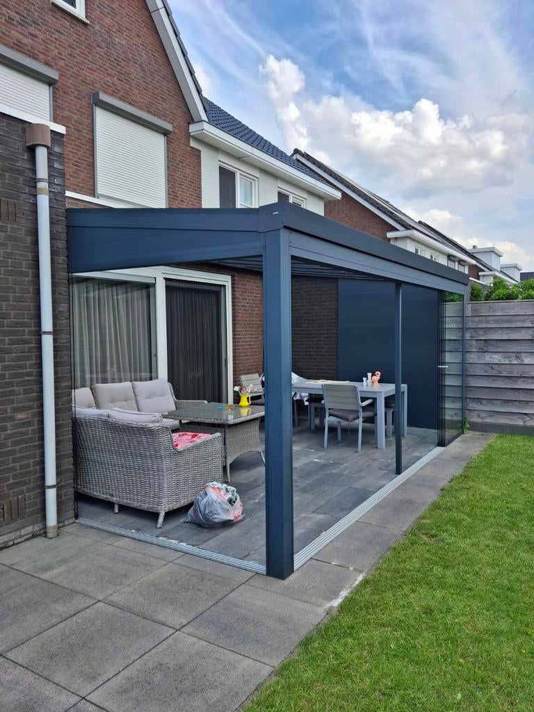 Aluminium Veranda overkapping met glazen schuifdeuren, Tuin en Terras, Overkappingen, Ophalen of Verzenden, Veranda