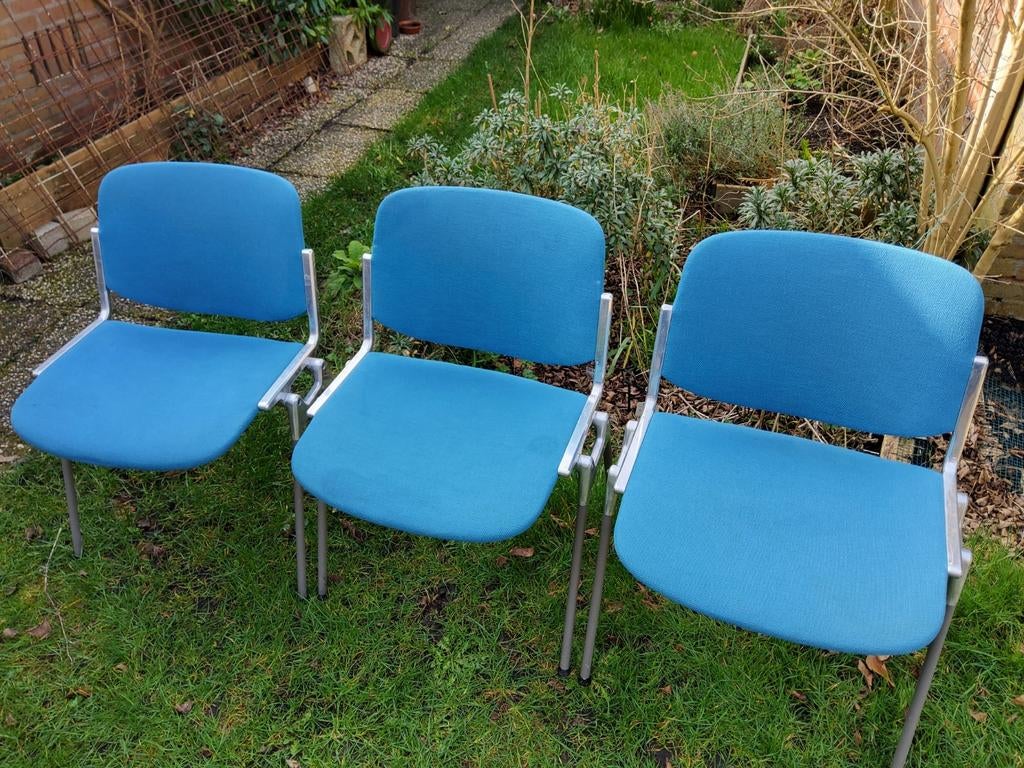 Vintage Castelli DSC 106 stoelen - Set van 3 - blauw, Huis en Inrichting, Stoelen, Ophalen, Gebruikt, Drie, Blauw