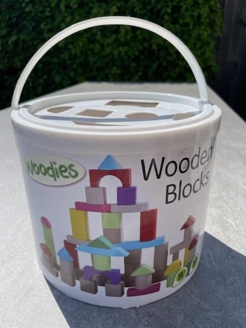 Houten stapelblokken incl. vormenstoof, Ophalen of Verzenden, Zo goed als nieuw, Overige typen