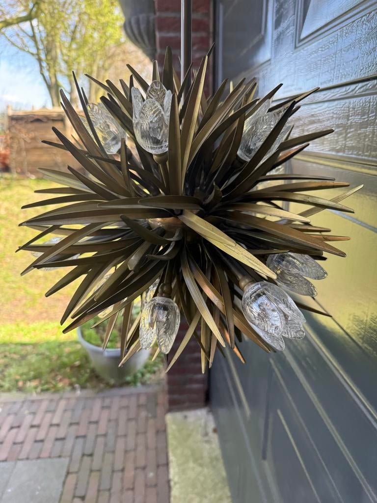 Vintage Hans Kögl stijl kroonluchter met bloemmotief, Ophalen, Gebruikt, Regency, Gijpsvintage