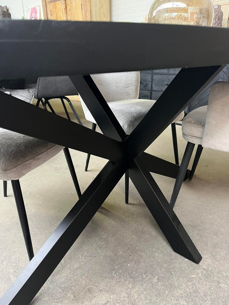 Magazijn Leegverkoop Nieuwe ovale eettafel zwart mangohout, Nieuw, Ophalen of Verzenden, Info@wkhome.nl, Argonweg 20 Amersfoort