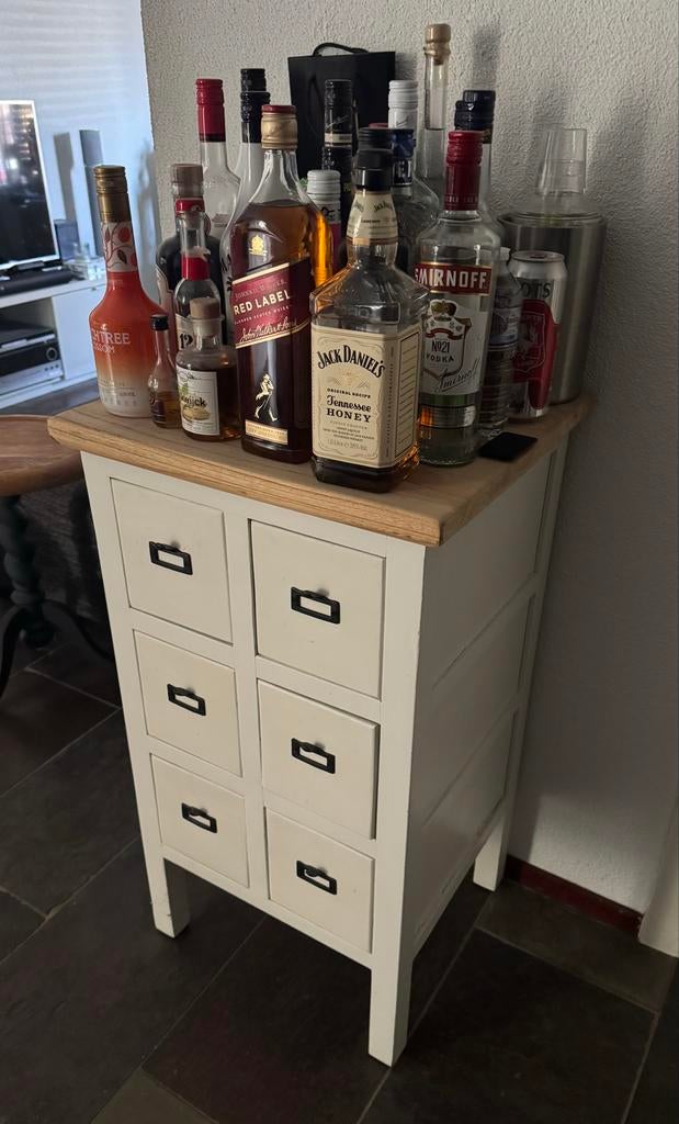 Witte Teak (drank) kast met lades, Ophalen, Gebruikt