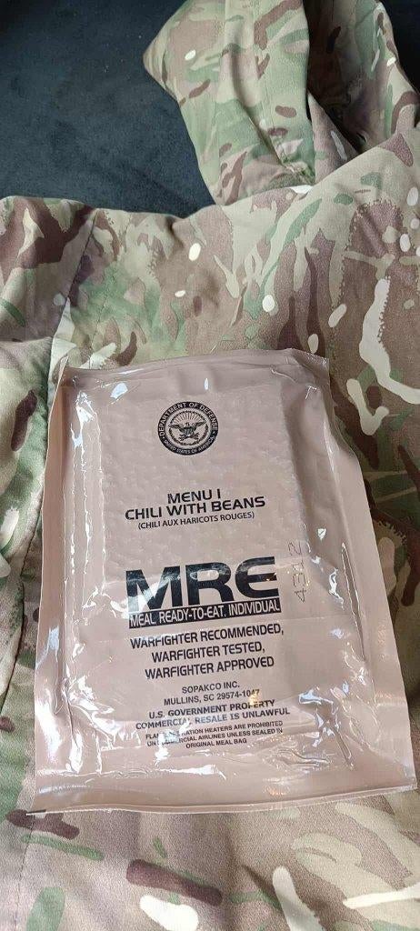US Army MRE Rantsoen pak 1 Chili w/Beans 2027, Verzamelen, Militaria | Algemeen, Ophalen of Verzenden, Landmacht, Nederland, Overige typen
