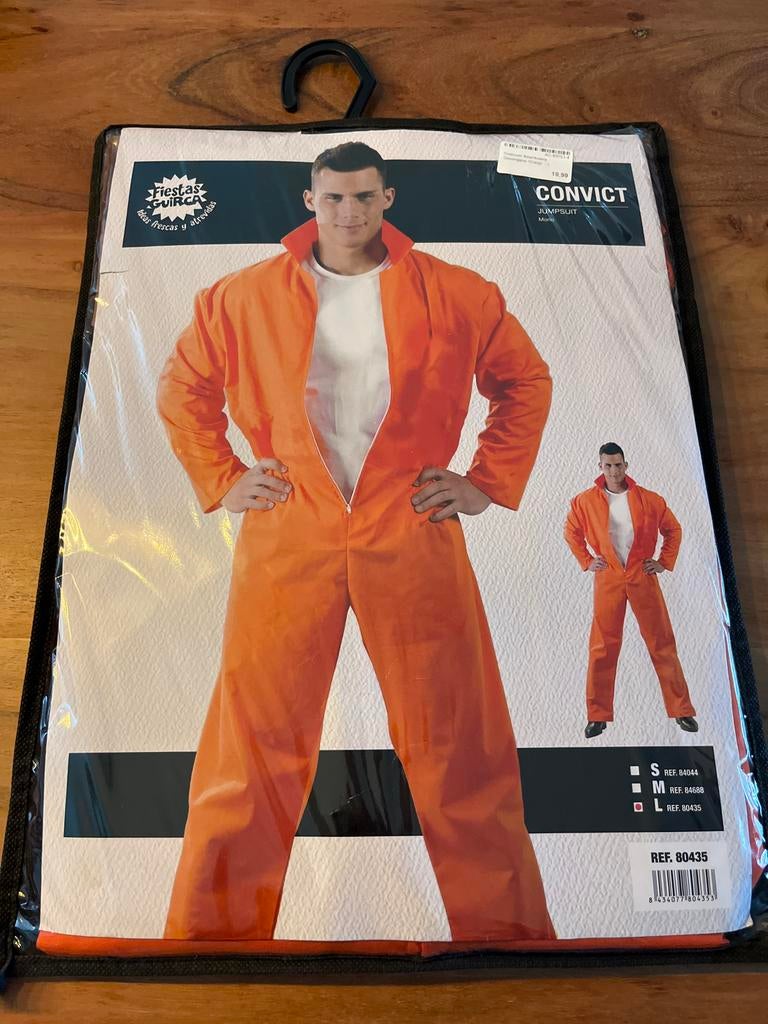 Oranje Gevangenis Overall Kostuum - Carnaval, Kleding | Heren, Maat 52/54 (L), Carnaval, Ophalen of Verzenden, Kleding