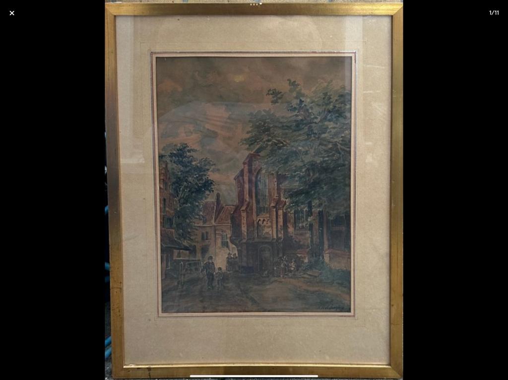 Aquarel van O.R. de Jongh 1812 - 1896, Antiek en Kunst, Kunst | Schilderijen | Klassiek, Ophalen