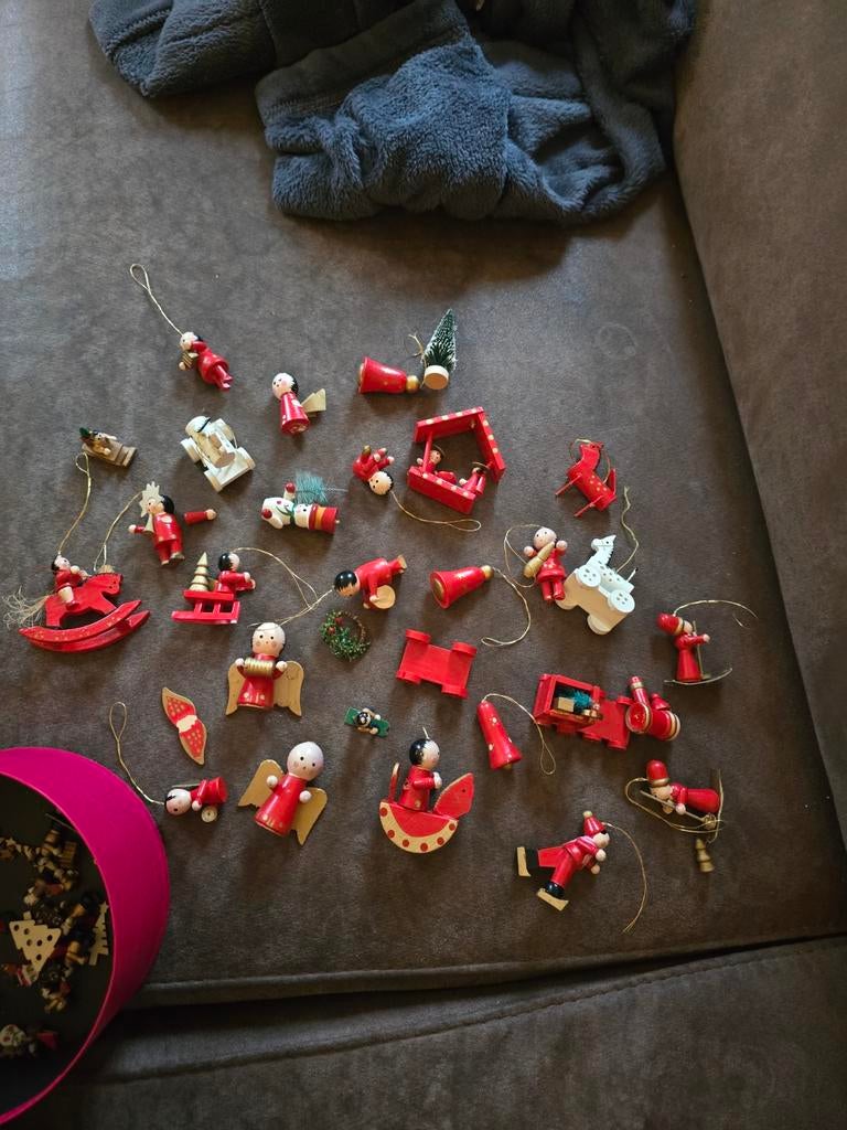 Vintage Houten Kersthangers - Complete Set, Diversen, Ophalen of Verzenden, Gebruikt