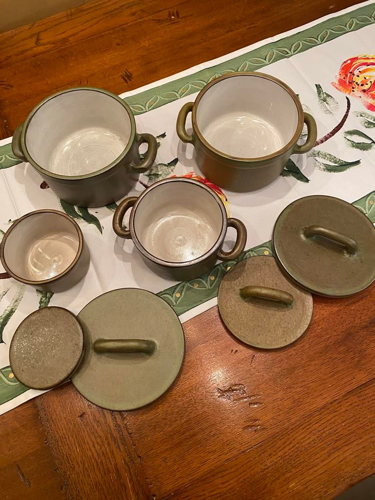 Lucie Q Bakker schalen en boterpot - schorsgroen, Ophalen, Gebruikt, Overige materialen, Pannenset