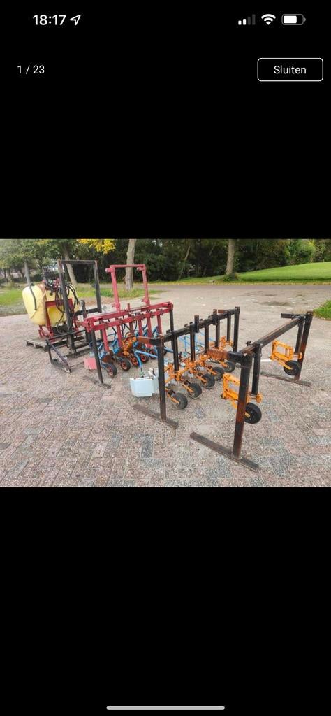 Fiat tractor fronthef basrijs veldspuit kappenspuit rijen, Ophalen, Glastuinbouw, Grondbewerking