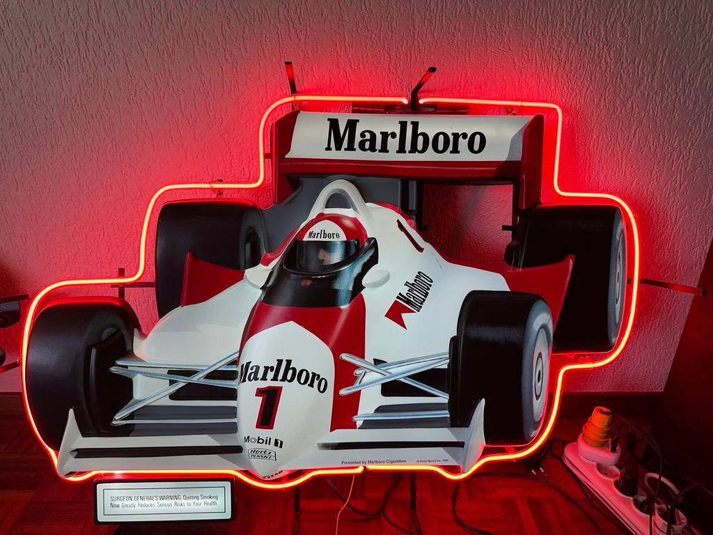 Neon Marlboro F1 NASCAR Reclamebord, Verzamelen, Merken en Reclamevoorwerpen, Ophalen, Gebruikt, Reclamebord