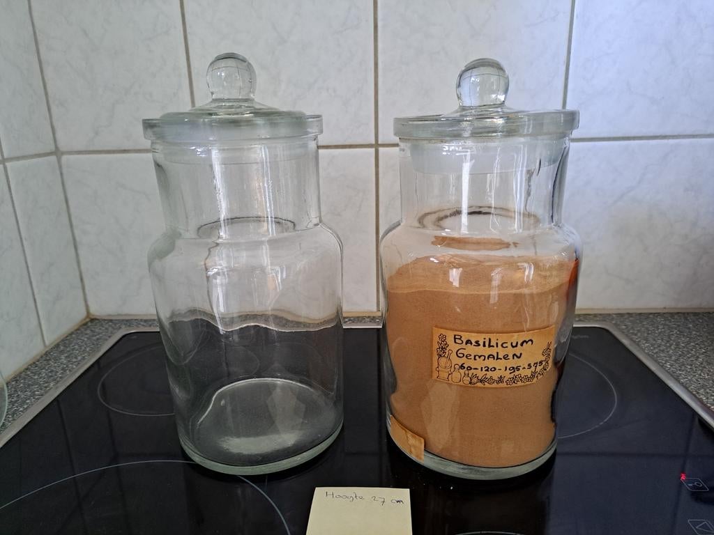 2 Oude glazen snoep of bewaar potten, Ophalen of Verzenden