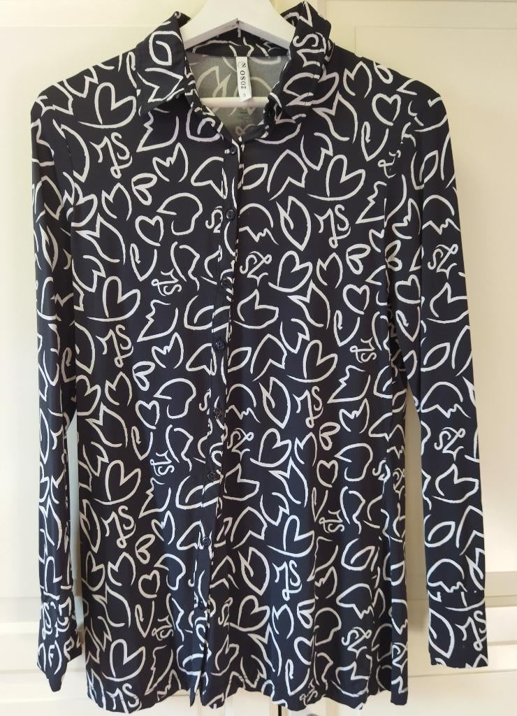 Zwarte Blouse Travelstof Zoso Maat S, Zwart, Ophalen of Verzenden, Zo goed als nieuw, Maat 36 (S)