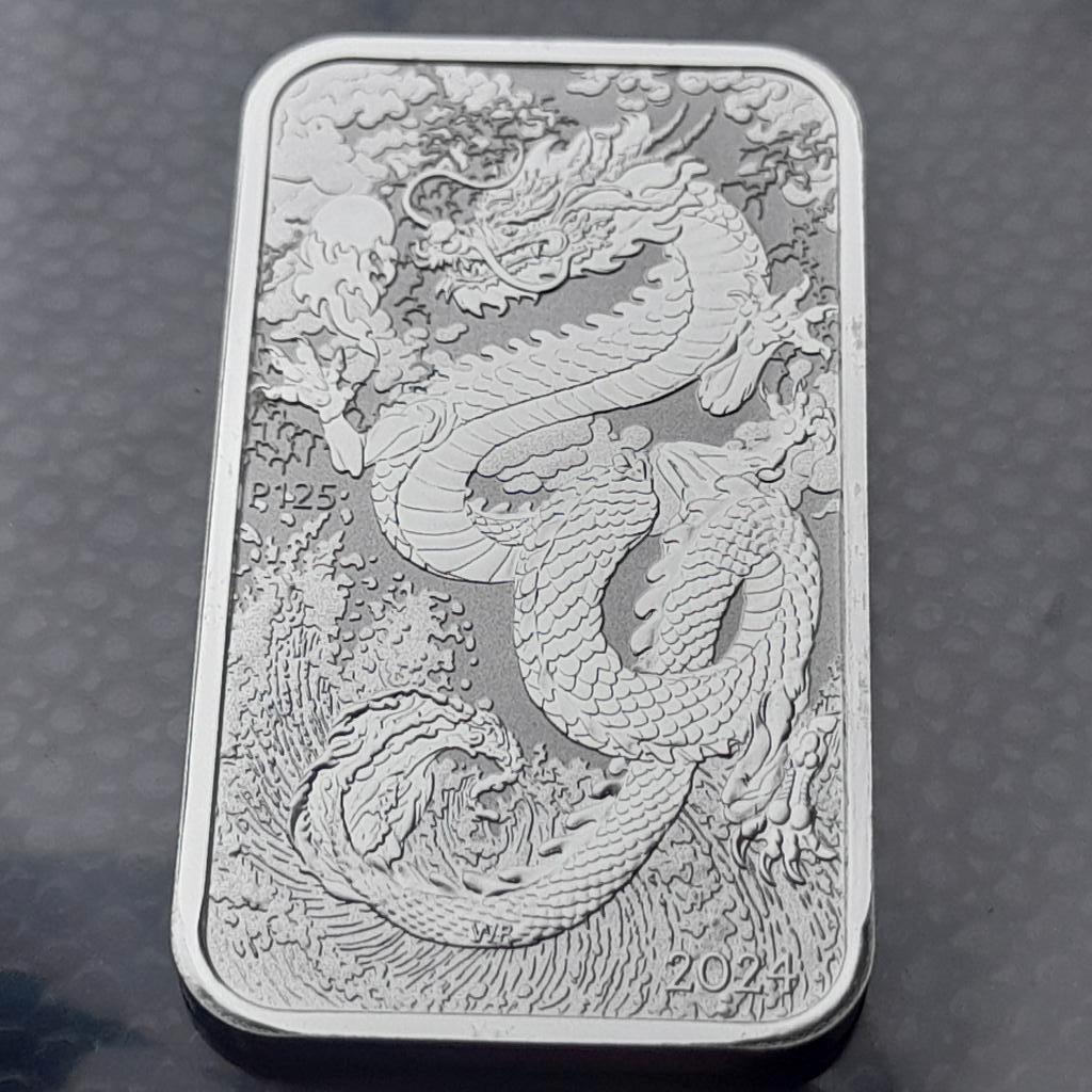 2024 Australia 1 oz silver Dragon Rectangle BU, Ophalen of Verzenden, Losse munt, Zilver