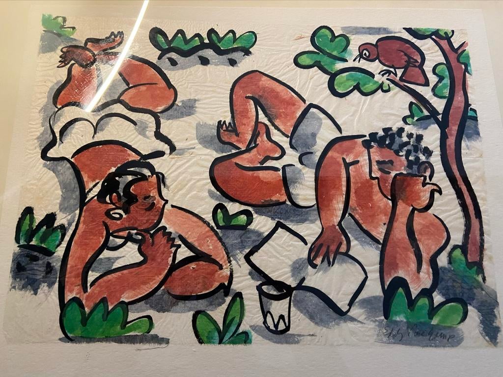 Eddy Varekamp Rijstpapier Schilderijen  - Gouden Lijst, Ophalen